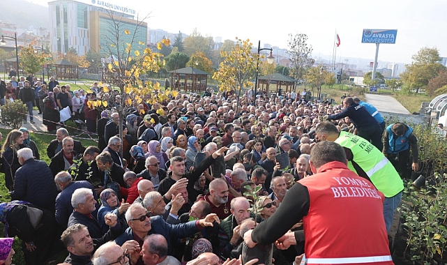 YOMRA BELEDİYESİ ELMA VE ARMUT FİDANI DAĞITTI